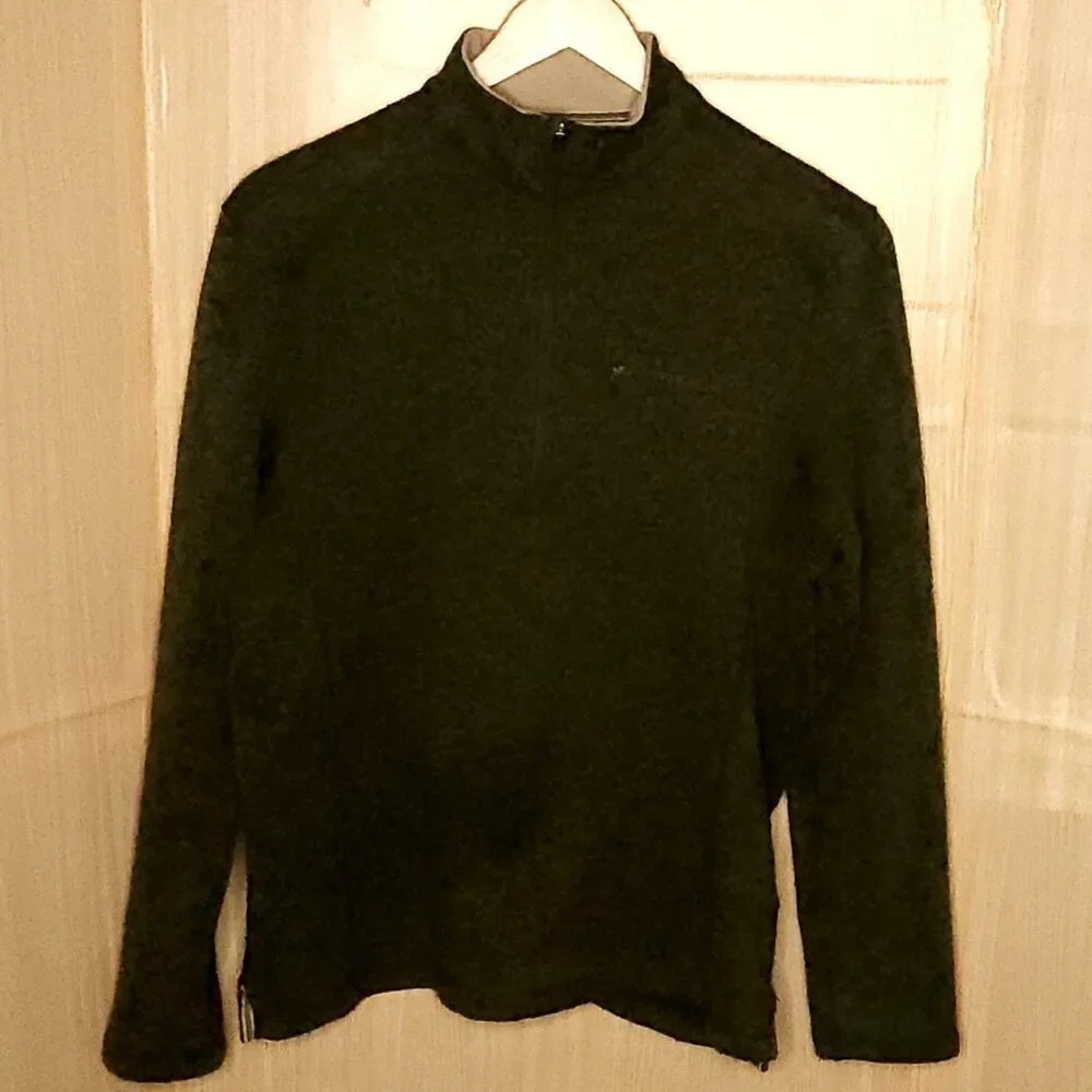Woolrich Mens Green Quarter Zip Fleece Pullover Large